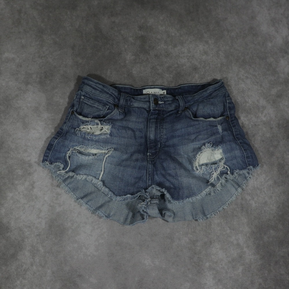 Oasis by Eunina Denim Shorts Medium Distressed Y2K Frayed Hem Cut Offs